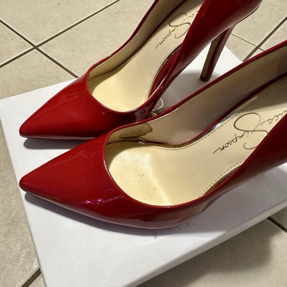 JESSICA SIMPSON Womens Red Cassani Pointed Toe Stiletto Slip On Pumps - Picture 4 of 6